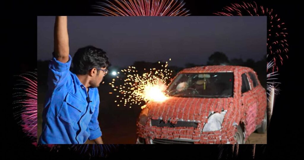 viral video of crackers on car youtuber amit sharma