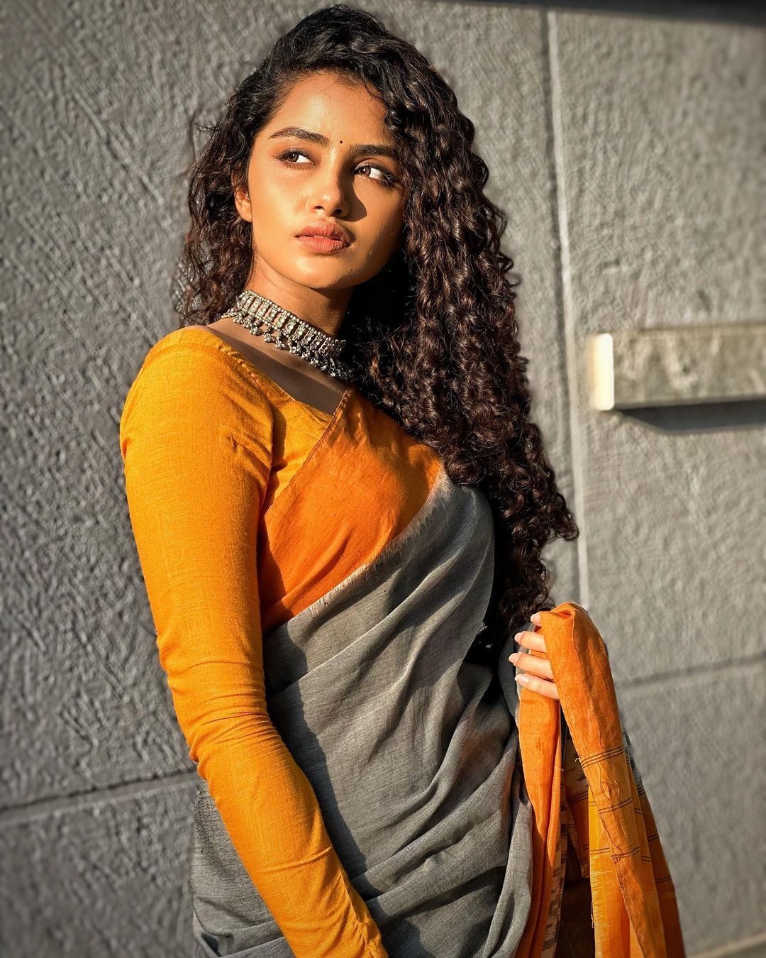 anupama parameswaran saree stills