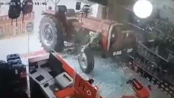viral video of tractor