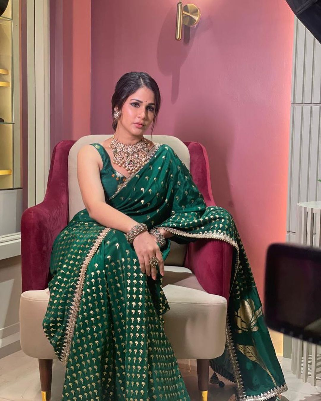 Lavanya tripathi green saree stills