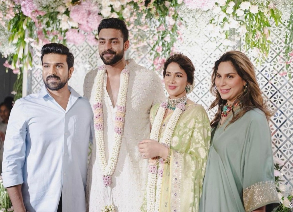 ram charan at varun tej lavanya tripati engagement