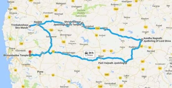 road map of 5 jyotirlinga in maharashtra