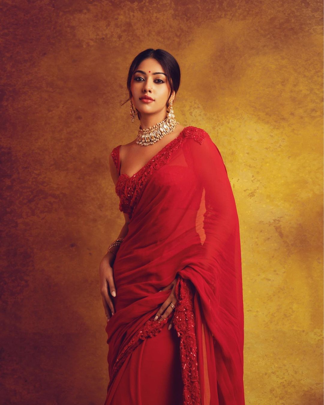 Anu Emmanuel red saree stills