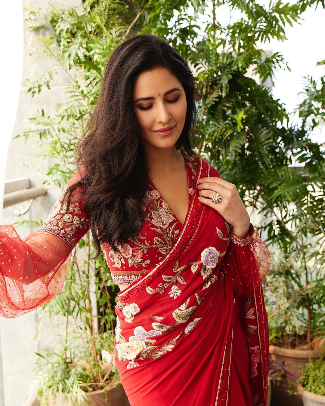 Katrina Kaif red saree photos