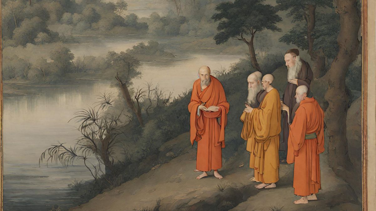 monk with disciples